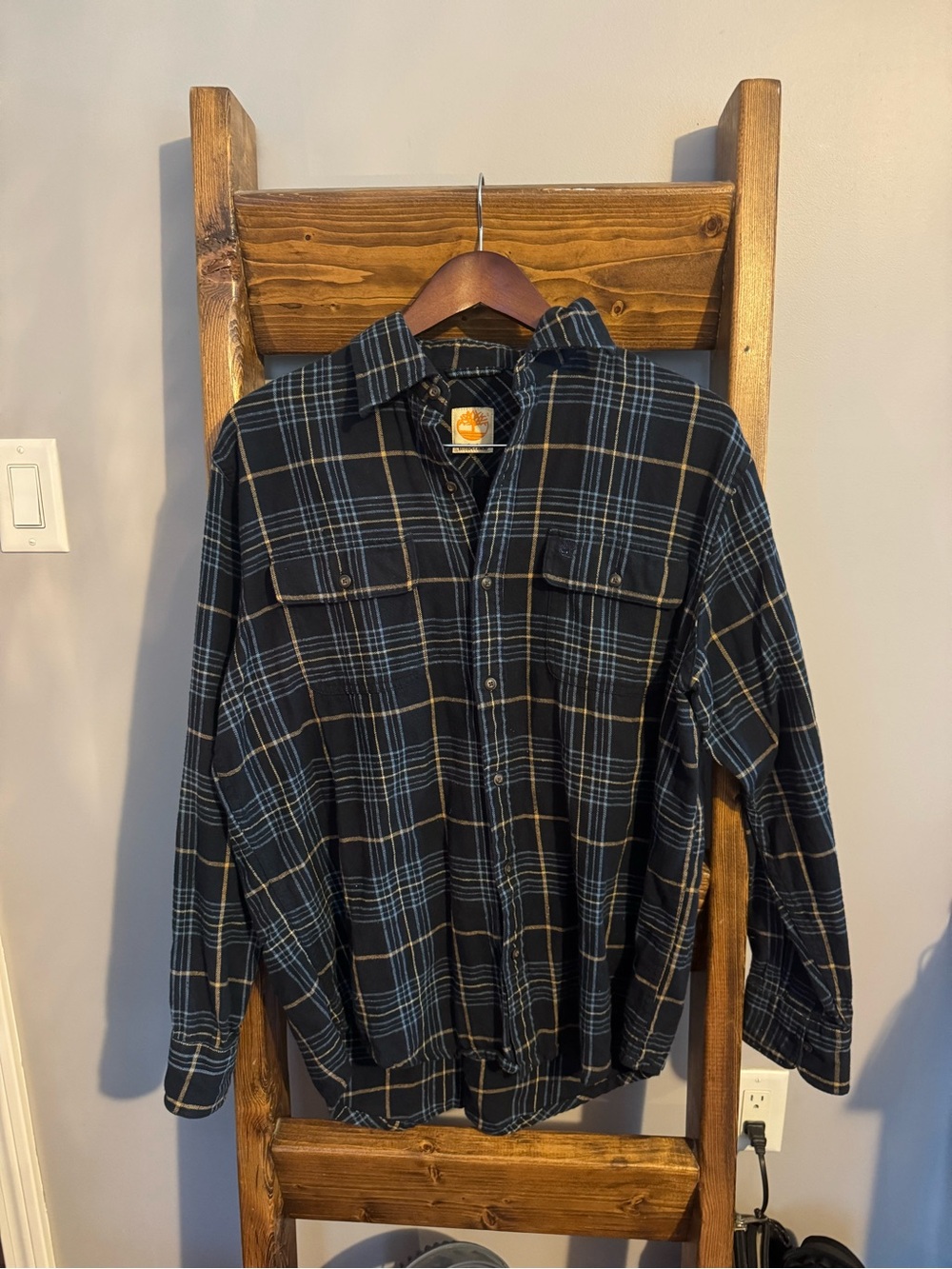 Timberland Blue Plaid Shirt with Tan & Light Blue Windowpane